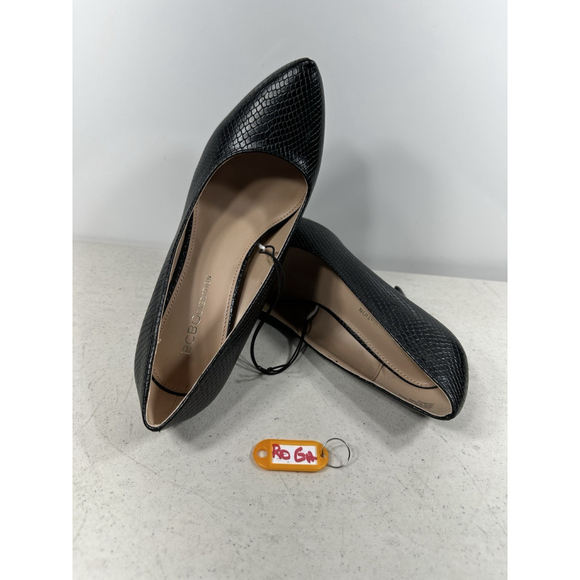 BCBGeneration Women's Party Formal Heels Black Snakeskin Pattern Size 8.5M New - Picture 1 of 7